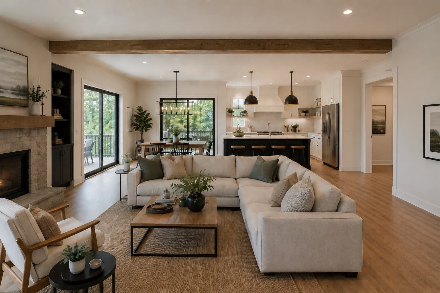 Whole-home interior repaint — Columbia open plan